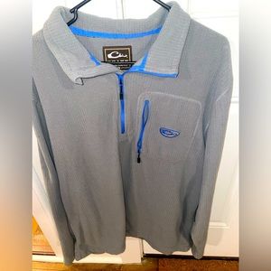 Drake Quarter Zip Waffle Knit Pullover Sweatshirt Gray Extra Large